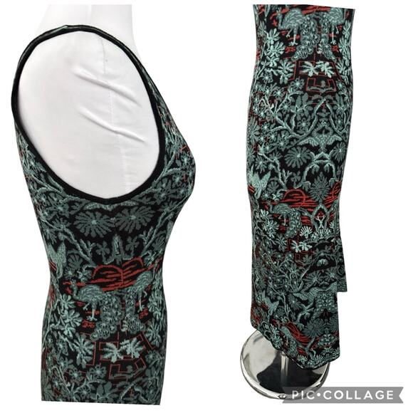 Peruvian Connection Pima Cotton Sleeveless Knit Jacquard Midi Dress Size XS - Picture 9 of 14